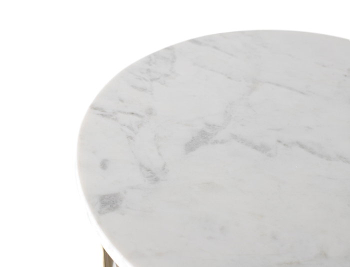 GINER Y COLOMER - Table basse ronde en marbre blanc et aluminium doré, base en métal tissé, fabriquée à la main GINER Y COLOMER - Table basse ronde en marbre blanc et aluminium doré, base en métal tissé, fabriquée à la main