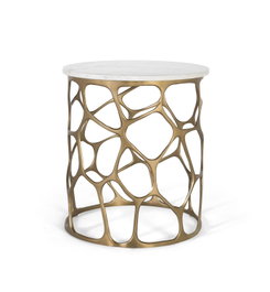 GINER Y COLOMER Table basse ronde en marbre et aluminium blanc et doré