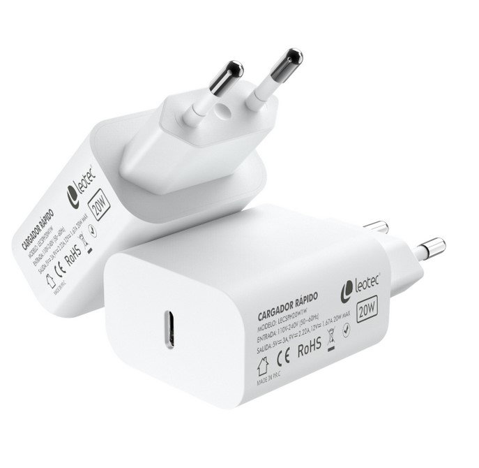Leotec Chargeur Mural USB-C 20W Power Delivery 3.0 Blanc
