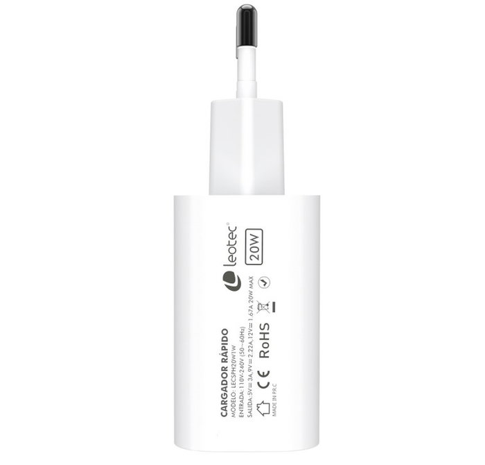 Leotec Chargeur Mural USB-C 20W Power Delivery 3.0 Blanc
