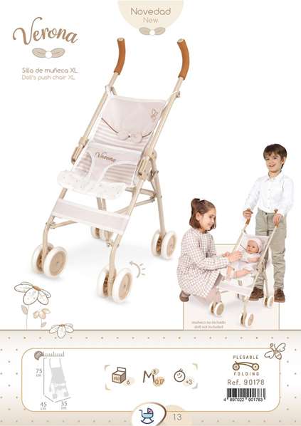 Decuevas - Chaise de poupée grande pour poupées jusqu'à 52 cm - Verona - 35x45x75 cm - Métal, plastique, polyester