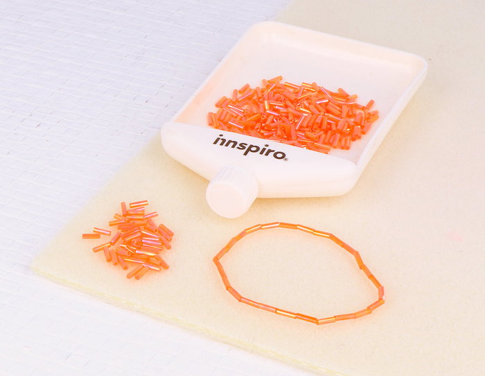 Innspiro Perles de rocaille cylindriques orange aurora boreale 1,80x6mm 95g