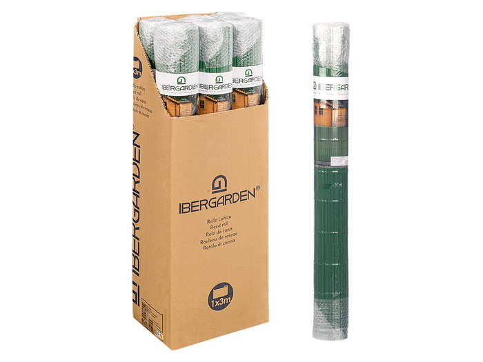 Ibergarden Rouleau de Canisse Clôture Vert PVC 300x100x0,3 cm (Set de 6)