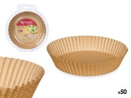 Kinvara Lot de 50 Moules en Papier pour Friteuse à Air, Ronds, 22x24x5 cm (Set de 24)