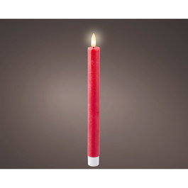 Lumineo Bougie LED cire rouge Ø2,2 x 24,5 cm pack de 2 avec effet flamme et minuteur