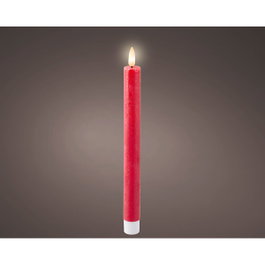 Lumineo Bougie LED en Cire Rouge avec Effet Flamme, Lot de 2