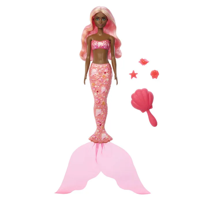 Barbie Color Reveal Sirenes - Coffret avec 6 surprises, changements de couleur, bijoux et brosse