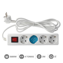 GSC Evolution Multiprise Série Standard 4T avec interrupteur, 3m, Blanc