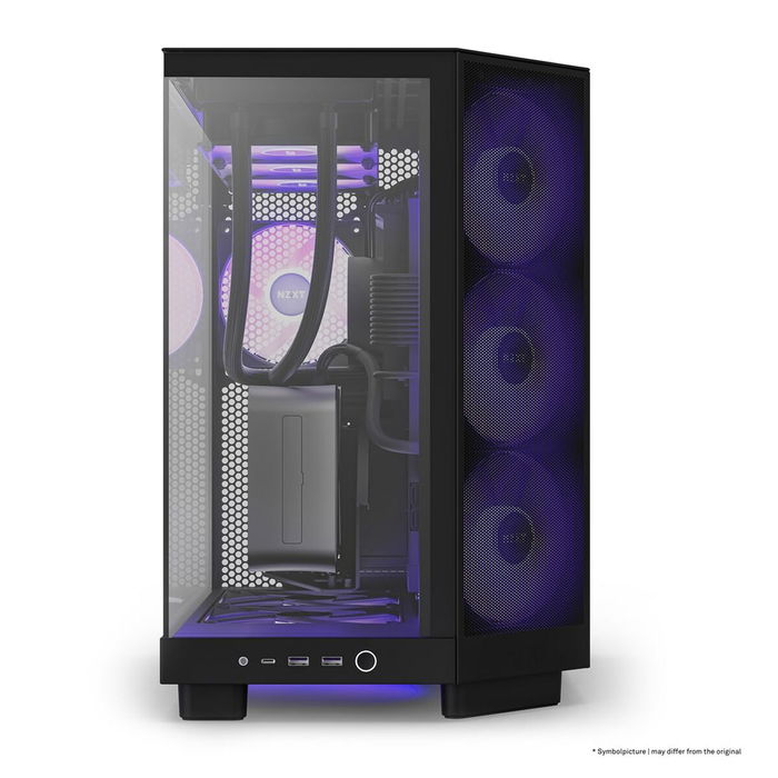 Nzxt Boîtier Moyen Tour H6 Flow RGB Double Chambre Ventilateurs Inclus Noir