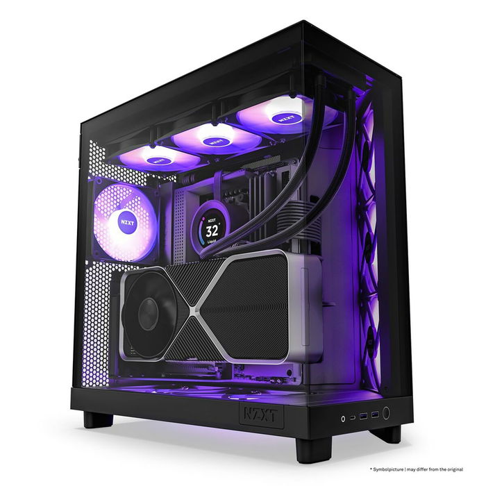 Nzxt Boîtier Moyen Tour H6 Flow RGB Double Chambre Ventilateurs Inclus Noir