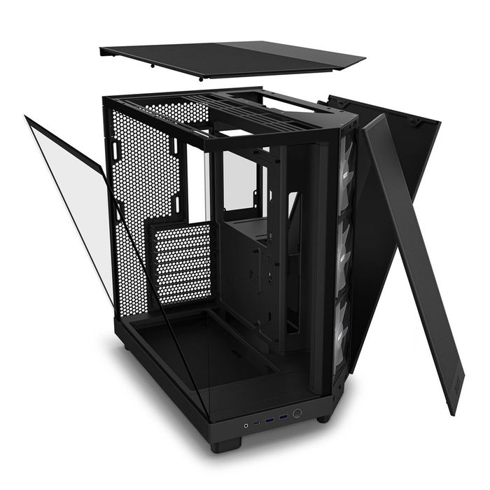Nzxt Boîtier Moyen Tour H6 Flow RGB Double Chambre Ventilateurs Inclus Noir