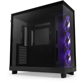 NZXT H6 Flow RGB - Boîtier PC moyen-tour à double chambre avec vitre trempée, ventilateurs RGB inclus et noir optimisé pour l'airflow - Modèle CC-H61FB-R1