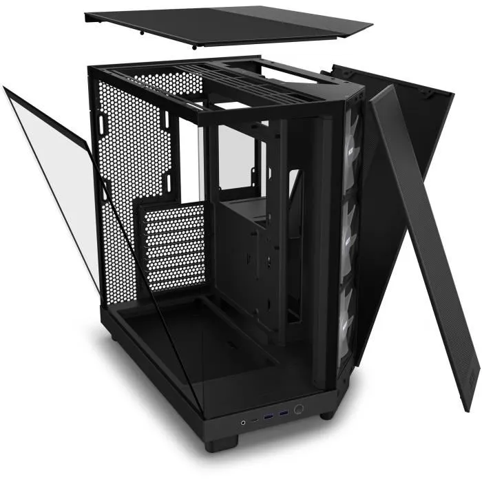 Nzxt Boîtier Moyen Tour H6 Flow RGB Double Chambre Ventilateurs Inclus Noir