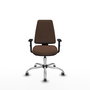 PIQUERAS Y CRESPO Chaise Elche Asynchrone Tissu Marron foncé Structure chromée Accoudoir 1D