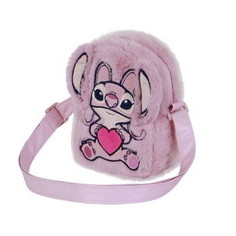 Karactermania Angel - Sac bandoulière à cœur en peluche rose - Textile doux, compartiment zippé, bandoulière ajustable 55-100 cm - Dimensions 19x14x7cm - À partir de 36 mois