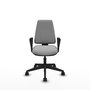 Chaise Elche Asynchrone Cuir écologique Gris clair Base pyramidale noire Accoudoirs fixes Sans appui-tête Roulettes 65mm nylon