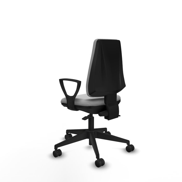 Chaise Elche Asynchrone Cuir écologique Gris clair Base pyramidale noire Accoudoirs fixes Sans appui-tête Roulettes 65mm nylon Chaise Elche Asynchrone Cuir écologique Gris clair Base pyramidale noire Accoudoirs fixes Sans appui-tête Roulettes 65mm nylon