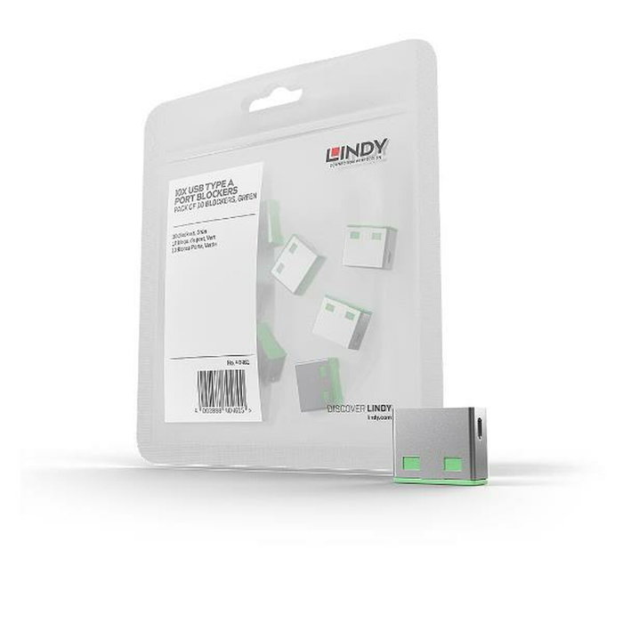 Lindy Bloqueur de port USB Type-A (sans clé) - Pack de 10, Vert