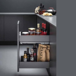 VIBO Modulo 450 - Module bandejero double lame avec fermeture amortie, tiroir extraible en acier anthracite, fixation rapide et réglage 3D