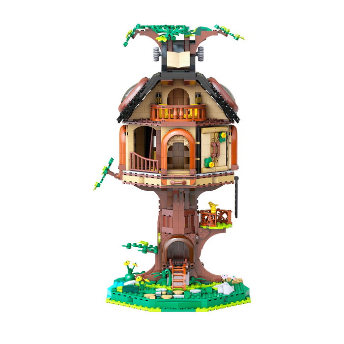 DEQUBE Cada 1808 pièces, bibliothèque maison dans l'arbre, puzzle de construction 3D, instruction multilingue anglais français allemand italien portugais espagnol, 14 ans et plus