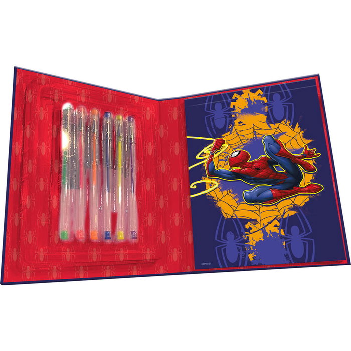 KIDS LICENSING Set de Papeterie Spiderman Marvel - Carnet et Stylos à Gel - Taille: 18.5x23x2.5cm