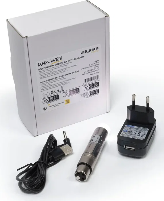 ALGAMLIGHT Récepteur DMX Sans Fil 3 Broches XLR Femelle avec Batterie Lithium 2.4 GHz 400 m GFSK 512 Canaux ALGAMLIGHT Récepteur DMX Sans Fil 3 Broches XLR Femelle avec Batterie Lithium 2.4 GHz 400 m GFSK 512 Canaux