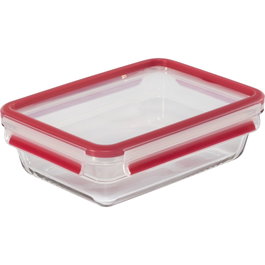 Emsa Clip & Close Contenant de conservation en verre 1,1 L Rouge/Transparent
