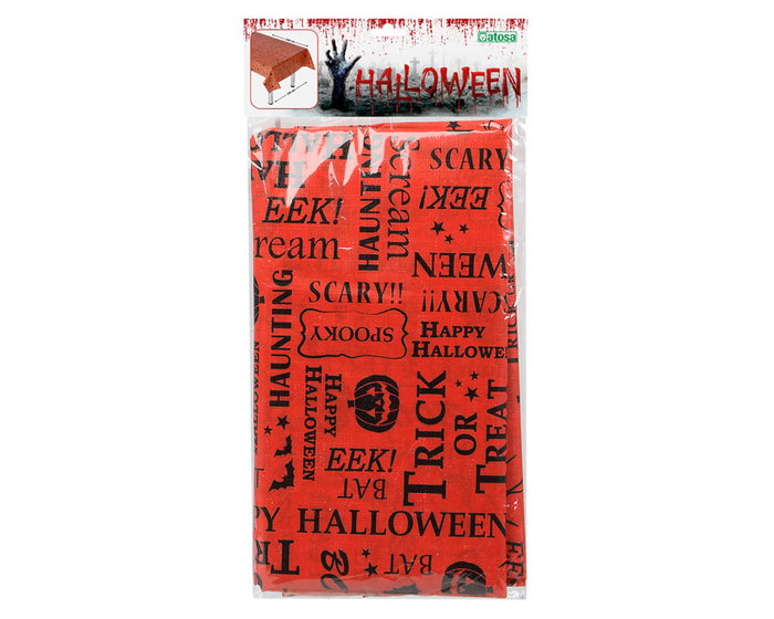 Nappe d'Halloween Orange Trick or Treat 120 x 240 cm pour Fête - Décoration de Table pour Maison, École, Événement Familial