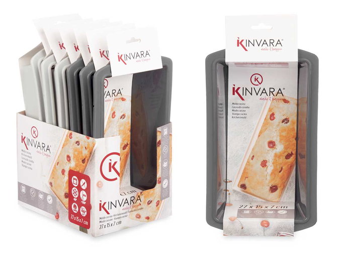 Kinvara Moule en Silicone Platine pour Génoise, 27.5x7.5x16 cm, Gris Clair/Gris Foncé, 1500 ml (Set de 12)