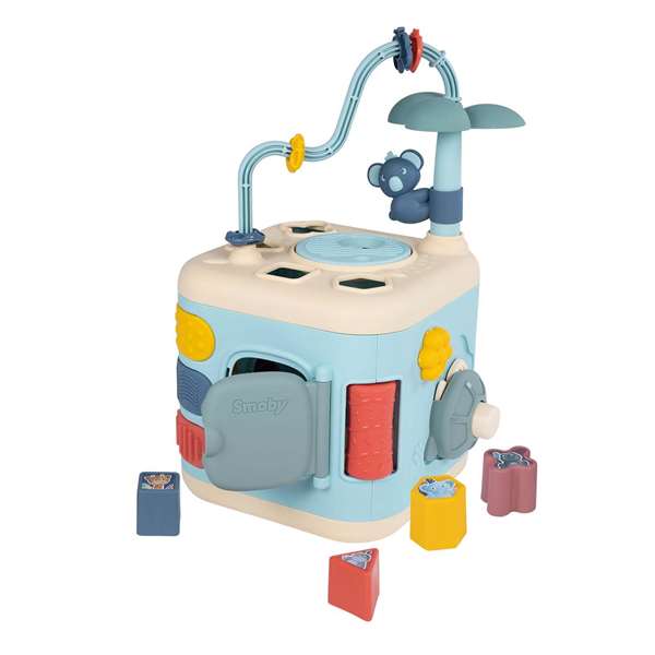 Smoby - Cube d'activités Little - 5 faces avec 13 activités mécaniques - Jouet éducatif en plastique pour bébé à partir de 12 mois - Langue du produit : Espagnol