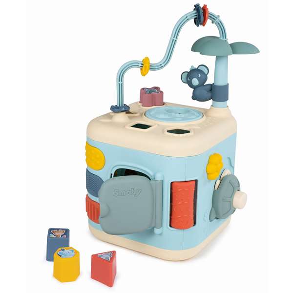 Smoby - Cube d'activités Little - 5 faces avec 13 activités mécaniques - Jouet éducatif en plastique pour bébé à partir de 12 mois - Langue du produit : Espagnol