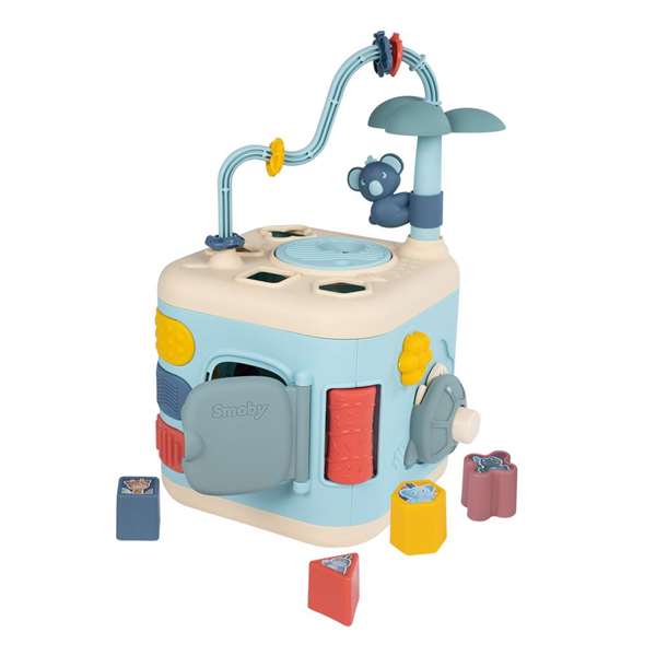 Smoby - Cube d'activités Little - 5 faces avec 13 activités mécaniques - Jouet éducatif en plastique pour bébé à partir de 12 mois - Langue du produit : Espagnol