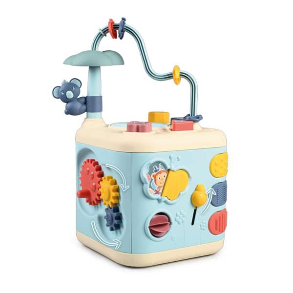 Smoby - Cube d'activités Little - 5 faces avec 13 activités mécaniques - Jouet éducatif en plastique pour bébé à partir de 12 mois - Langue du produit : Espagnol