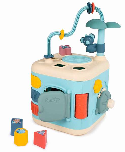 Smoby - Cube d'activités Little - 5 faces avec 13 activités mécaniques - Jouet éducatif en plastique pour bébé à partir de 12 mois - Langue du produit : Espagnol