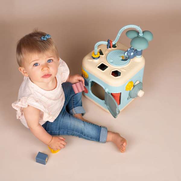 Smoby - Cube d'activités Little - 5 faces avec 13 activités mécaniques - Jouet éducatif en plastique pour bébé à partir de 12 mois - Langue du produit : Espagnol