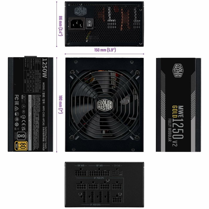 Cooler Master MWE Gold 1250 V2 ATX 3.1 1250W 80+ Gold Noir
