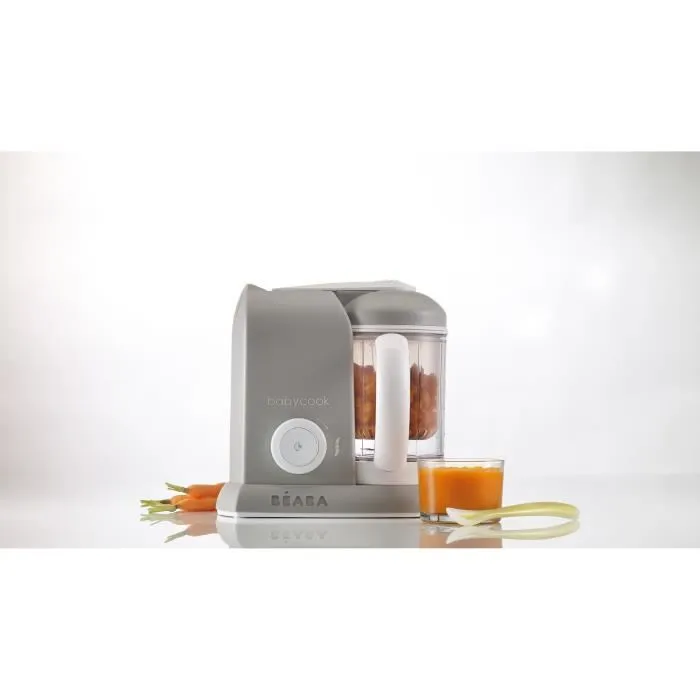 BEABA - Babycook Solo - Robot multifonction 6 en 1 - Cuisson vapeur, mixeur, décongélation et stérilisation - 1100 ml - Gris