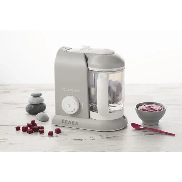 BEABA - Babycook Solo - Robot multifonction 6 en 1 - Cuisson vapeur, mixeur, décongélation et stérilisation - 1100 ml - Gris