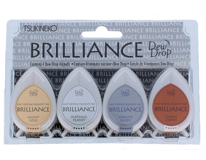 Tsukineko Set de 4 tampons d'encre BRILLANCE effet nacré planétaire Tsukineko Set de 4 tampons d'encre BRILLANCE effet nacré planétaire
