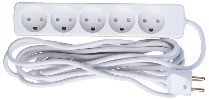 MicroConnect Multiprise 5 Prises - Modèle danois avec 5 mètres de câble, blanche, protection enfant, certifiée CE et RoHS MicroConnect Multiprise 5 Prises - Modèle danois avec 5 mètres de câble, blanche, protection enfant, certifiée CE et RoHS