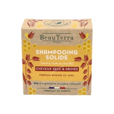 Beauterra Shampoing Solide à l'Avoine et au Miel 75 g