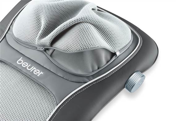 Beurer MG-260 Siège de Massage Shiatsu avec Fonction Chaleur et Lumière, 3 Zones de Massage et Hauteur Ajustable - Noir
