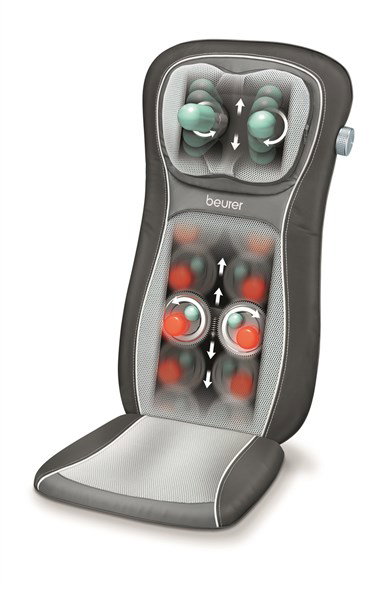 Beurer MG-260 Siège de Massage Shiatsu avec Fonction Chaleur et Lumière, 3 Zones de Massage et Hauteur Ajustable - Noir