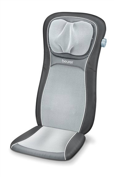 Beurer MG-260 Siège de Massage Shiatsu avec Fonction Chaleur et Lumière, 3 Zones de Massage et Hauteur Ajustable - Noir