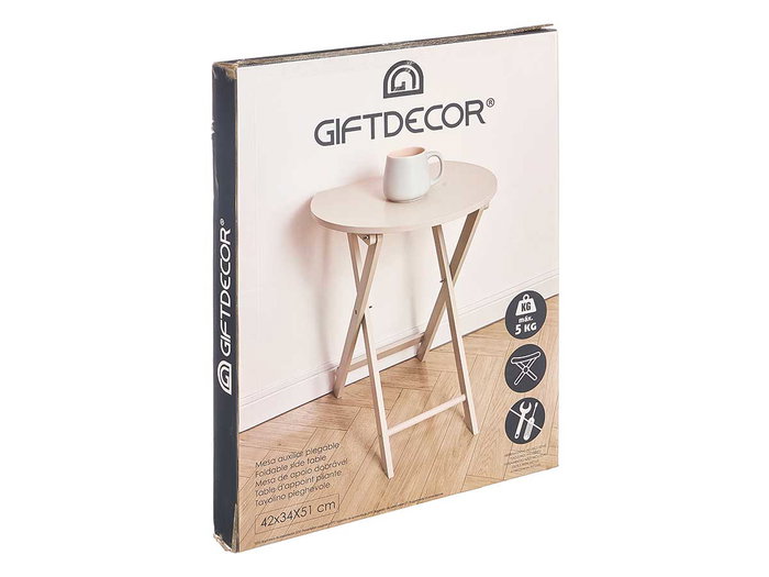Giftdecor Table d'appoint pliante grise 58x51x42 cm en bois