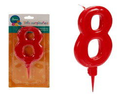 Arte Regal Bougie d'Anniversaire Chiffre 8 Rouge 17 x 8 x 1,5 cm (Set de 36)
