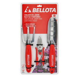BELLOTA Kit de Jardinage 3 Pièces avec Transplanteur, Ciseaux et Cultivateur