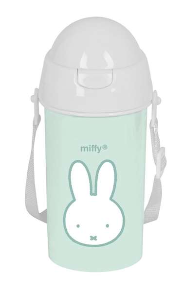 Safta - Gourde Isotherme MIFFY Automatique avec Paille, Capacité 500 ml, Couleur Menthe - Dimensions 7.3 x 19.5 x 7.3 cm, Recommandé à partir de 3 ans