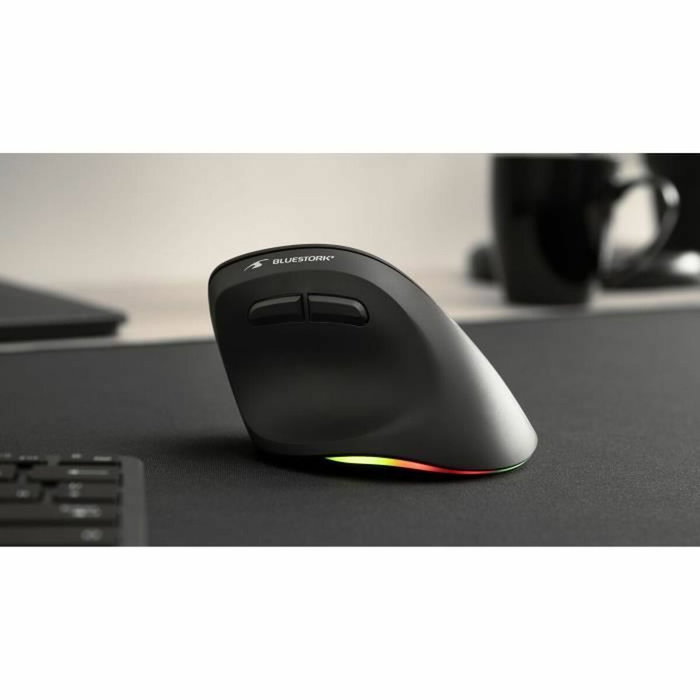 Bluestork M-WL-ERGO-LUMI Souris Verticale Ergonomique Sans Fil, Noir