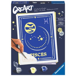 Ravensburger CreArt Kit Peinture par Numéros Série Trend Zodiaque Poissons 18x24 cm